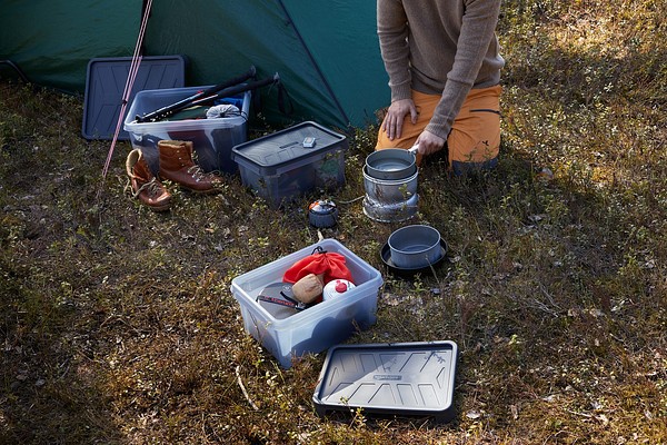 SmartStore Dry storage boxes in camping setup